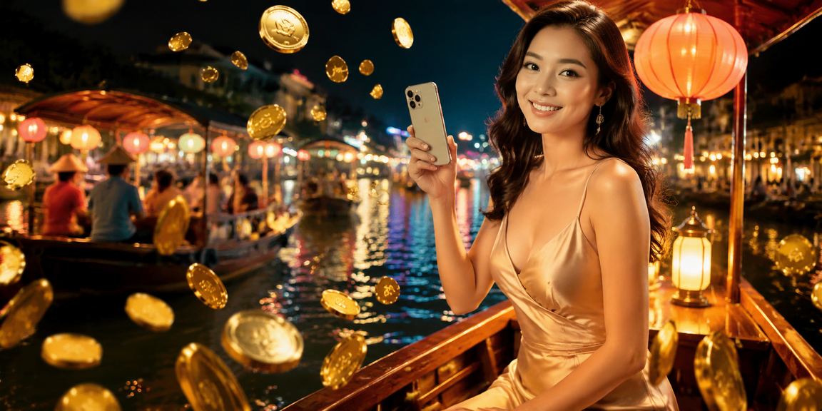 Người dùng chơi casino trên điện thoại tại chợ đêm Huế